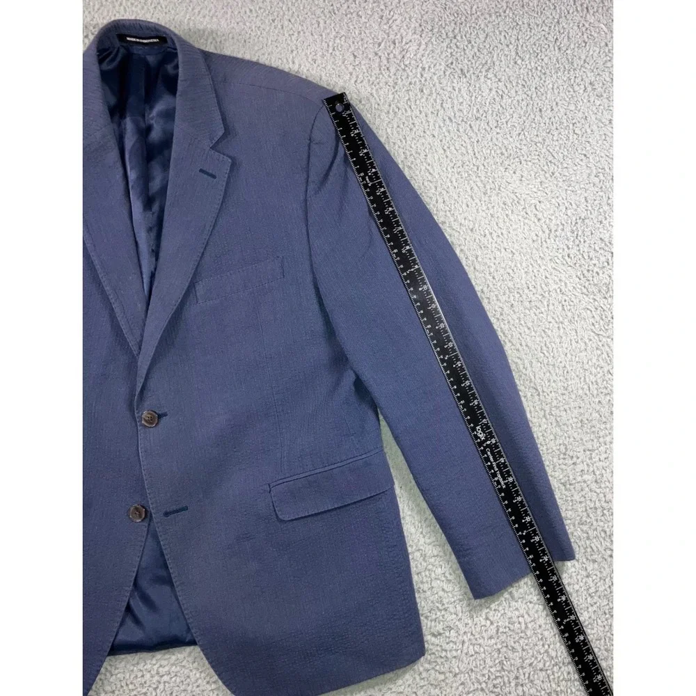 Ralph‎ Lauren Black Label Blazer Sport Coat Men 44 Slim Blue Textured 2 Button